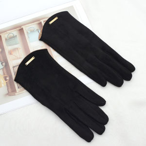 Women Touch Screen Gloves Suede Fabric Full Finger Autumn Winter Thin  Warm Elegant Windproof Cycling Drive Outdoor Sport Necessities