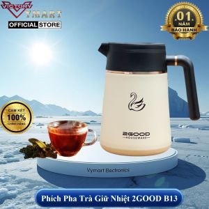 Phích Pha Trà Giữ Nhiệt 2GOOD B13 (1L) Giữ Nóng - Lạnh 24h Lõi Men Sứ - Hàng Chính Hãng