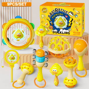 EmmAmy® 0-1 Years Babies Soothing Toys Rang-Bell Baby Toy Newborn Baby Gifts Teething Toy/ Jingle Ball/ Shaking Drum/ Comforting Toys