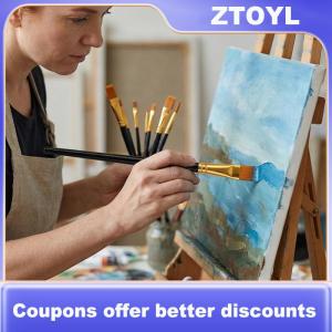 【ZTOYL】 Artist Nylon Flat Paint Brush Set 12pcs Bristle Watercolor Brushes for Oil Acrylic Painting  Art Tools for School and Studio