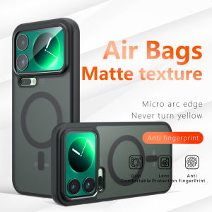 Luxury For Magsafe Black Frosted Magnetic Phone Case For Xiaomi 17 Pro Max 15 14 13 Ultra Wireless Charging Translucent Cover
