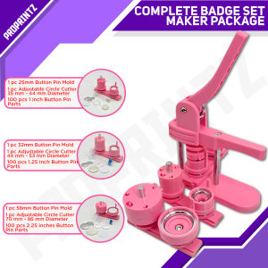 ProPRINTZ - Pink Badge Pin Maker Machine Set | with 25/32/58MM Molds DIY Button Maker Kit