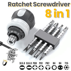 Multifunctional Ratchet Screwdriver - Bidirectional Right Angle Magnetic Wrench with Cross Shaped Head