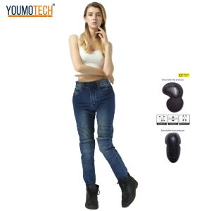 กางเกงขี่มอเตอร์ไซค์สําหรับผู้หญิงกางเกงยีนส์มอเตอร์ครอสสวมใส่ได้สําหรับฤดูร้อนกางเกงขี่มอเตอร์ไซค์ถุงมือขี่มอเตอร์ไซค์ Moto