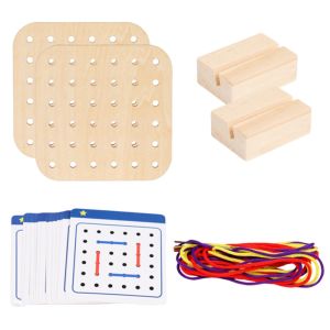 YOUSHI TOP Interaction Montessori Wooden Rope Board Thinking Training Creativity Wooden Threading Rope Board Logical Thinking Fun Graphical Educational Toys Early Education