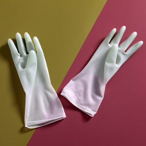 1 Pair Waterproof Cleaning Gloves – Latex and PVC Blend Non-Slip Rubber Gloves for Household Use