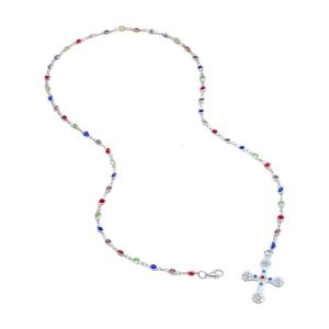Elegant Collarbone Necklace for Women Featuring a Dainty Colorful Crosses Pendant and Statement Layered Chains