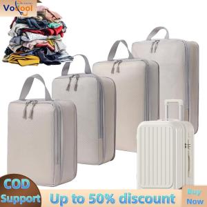 【Vodool Auto Center】 4 Set Lightweight Compression Packing Cubes Expandable Travel Luggage Organizer for Organizing Clothes