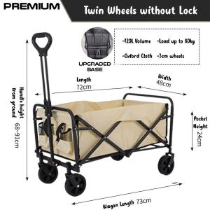 FDS Outdoor Camping Trolley Wagon Foldable Cart Beach Shopping Camping Cart with Storage Basket Portable Shopping Trolley Waterproof