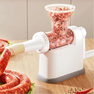NALANILI Large Capacity Manual Sausage Stuffer Machine Manual Operation with 3 Nozzles Manual Meat Stuffer Kitchen Tools Fast Filling Manual Sausage Maker Household