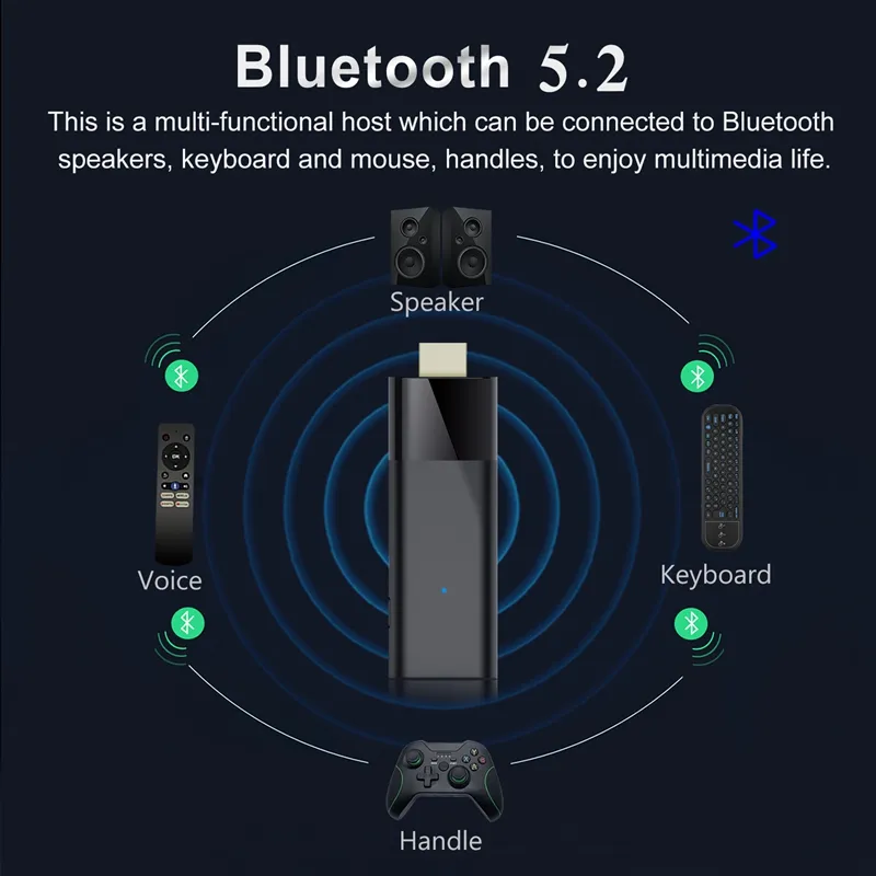 Q6 Mini TV Stick Android 10 – 1GB/8GB, H313, WiFi 2.4/5G, BT4.0, Telecomando Vocale Bluetooth, 4K