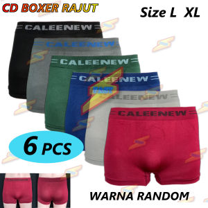 FAST - 6 Pcs Celana Dalam / CD Boxer Pria Laki Cowok Spandek Rajut FASHION MAN Tanpa Jahitan Size L XL XXL