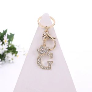 European and American Fashion Diamond Metal Letter Zinc Alloy Flash Diamond 26 English Letter Keychain Womens Bag Charm Pendant