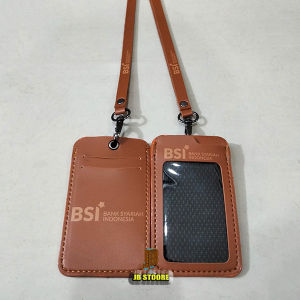 Tempat Id Card BANK SYARIAH Kulit / Id Card Holder Bank Syariah Gantung / name tag bank syariah tali