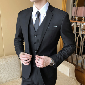 Mens Suit Fashion sets Slim 4-Piece Suit Business Wedding Party Jacket Vest & Pants high quality Suit【Free Tie】