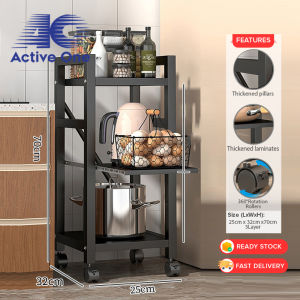 ACTIVEONE 3/4/5 Layer Kitchen Shelf Pots Microwave Oven Storage Rack Cabinet Household Multipurpose Rack Rak Cabinet Dapur With Wheels - Fulfilled by ACTIVEONE