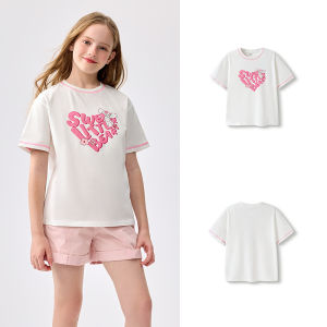 balabala Older Children Quickdry Sweet School Trendy Children Short Sleeve Girl T-Shirt 2025 New Summer Top