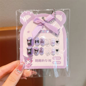 Sanrio Artificial Nails Kids Children Lasting Cute Sticker Kuromi Princess Finger Stickers Pelekat Jari Puteri