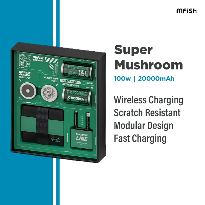 MFISH 20000mAh Magnetic Wireless with 100W PD Fast Charging, With ...