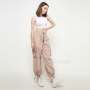 TERLARIS -GRATIS POUCH Celana Panjang Baggy Loosepant Korean Style Wanita Gombrang Harajuku Parasut Jersey Hiking Mendaki Premium