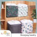 Keranjang Baju Kotor Model Serut Tertutup Motif Laundry Bag Kotak Lipat Jumbo. 