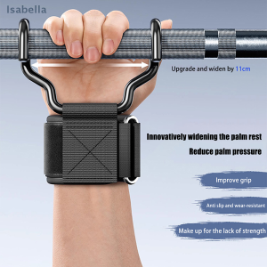 2pcs Pull Up Assistance Adjustable Strong Steel Hook Grip Straps Weight Lifting Strength gym Fitness Black Wrist Support