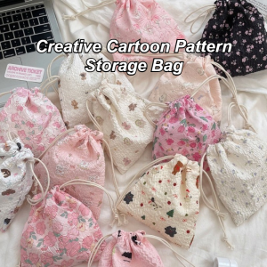 Cartoon Bear Drawstring Pocket Sundry Organizer Bag Portable Multifunctional Dustproof Cloth Bag