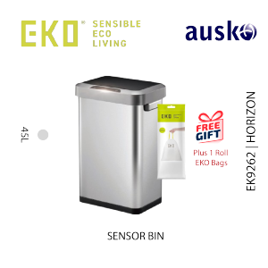 EKO Sensor Bin | Dustbin | HORIZON | EK9262 | 45L | Kitchen Bin | Stainless Steel Bin