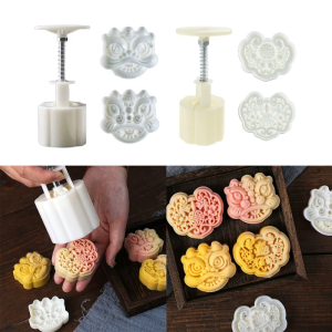Lion/Latches Shape Mooncake Press Mold Cookie Stamps Chinese MidAutumn Moon Cake Makers Decoration Tool for DIY Cookie