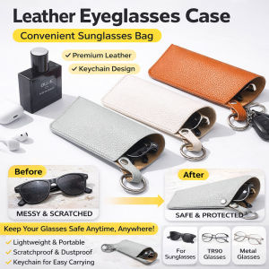 Eyeglasses Storage Bag Portable Leather Glasses Pouch Keychain Design Travel Sunglasses Organizer Glasses Protector Case