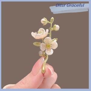 Ditur Retro tính khí màu xanh lá cây hoa nhài Trâm cho phụ nữ đám cưới Tiệc văn phòng Trâm Quà Tặng quần áo pin phụ kiện trang trí