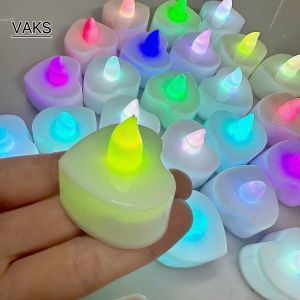 Combo 3 đèn NẾN TRÁI TIM_ 7 MÀU nhấp nháy_điện tử nhỏ lãng mạn LED cầu hôn đạo cụ đèn trang trí tiệc cưới sinh nhật