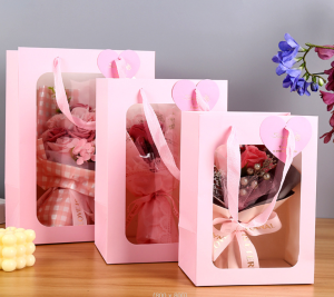 VIVOLILV (ส่วนลด 50%) ✨✨ ถุงของขวัญ 25 * 18 * 35 ซม. ถุงบรรจุภัณฑ์แขวนโปร่งใส