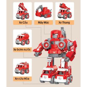 Bộ đồ chơi lắp ghép Robot biến hìnhxe công trình 5 trong 1 cho bé phát triển sự sáng tạo-Tiệm Nhà Sóc 2023