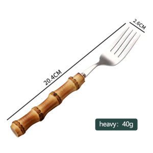 Fypo Bamboo Handle Cutlery Stainless Steel Golden Tableware Fork Tea Spoon Flatware Dishwasher Safe Silverware Dinnerware For Home Kitchen Restaurant Cutlery