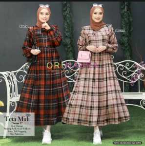 (FREE)MIDI DRES PREMIUM MOTIF KOTAK BAHAN KATUN RAYON TERBARU UKURAN BESAR PAKAIAN WANITA TERMURAH KEKINIAN2023