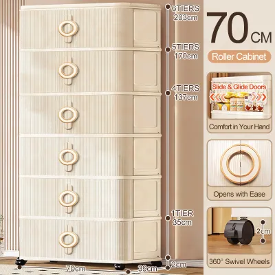 CD Cabinet for Clothes Sliding Curtain Door White Wardrobe Clothes Storage Durabox Cabient Organizer with Wheels