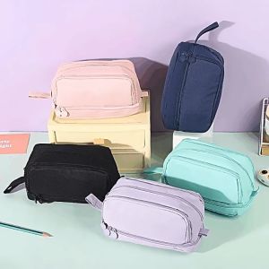 CuddleCove Large Capacity Canvas Pencil Case Durable Multi Function Bag Students Office Workers Back To School