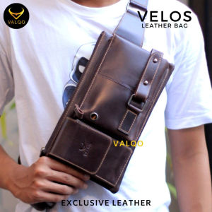 Tas Waistbag Kulit Pria Tas Selempang Waist Bag Pria Cowok Tas Slempang Kulit Pria Laki laki VELOS Bag Premium