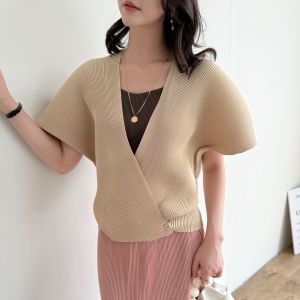 Miyake Women Pleated Jacket Japanese and Korean Style Casual Elegant #2905
