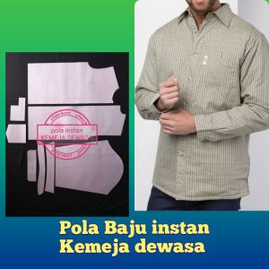 Pola Instan Pola Baju POLA  KEMEJA DEWASA LENGAN PANJANG