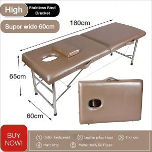 Foldable Sturdy Comfortable 184*60*65cm Massage Bed Spa Facial Portable Massage Table Tattoo Bed