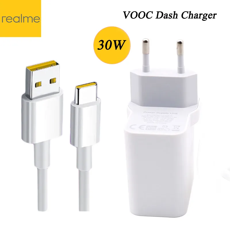 100% Original EU Realme VOOC Dash charger 5V/6A Fast charging 1m