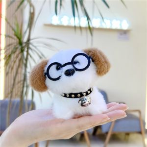 Cute Plush Puppy Keychain with Glasses & Bell – Gantungan Kunci Anjing Comel Cermin Mata Loceng 卡通铃铛眼镜小狗可爱钥匙扣包包挂件钥匙链