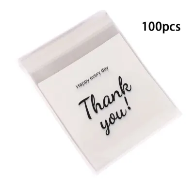 【COD&Fast Delivery】100Pcs Plastic Candy Gift Bags Thank you Transparent Sandwich Bread Packaging Bags Party Decor OPP Self Adhesive Pouch Bread Toast