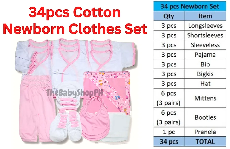 82pcs 43pcs 34pcs PINK Makapal Cotton Newborn Baby Clothes Set Infant Wear  with Blanket Lampin Pillows