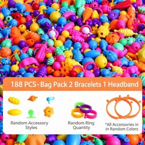 JING Snap Together Pop Bead Set Colorful Assorted Shapes Snap Beads No String Required DIY Bead Set for Girls