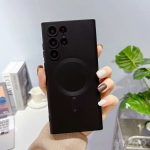 Ultra Thin Magnetic Charge Silicone Case For Samsung Galaxy S24 S23 S22 S21 S20 Ultra Plus For Magsafe Shockproof Soft Cover For Samsung Galaxy S23FE Note 10 20 Plus Ultra