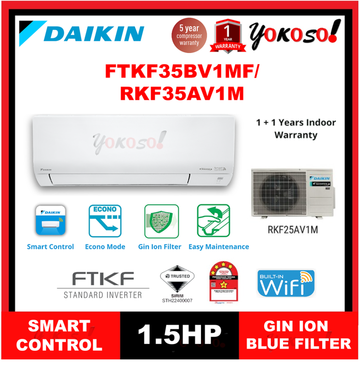 Daikin Ftkf35c Rkf35c 1 5hp R32 Gin Ion Filter Wifi Standard Inverter