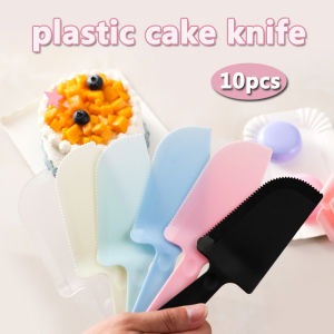 10pcs Disposable Plastic Cake Knife Thickened Birthday Cake Cutter Individual Packing Cake Knife